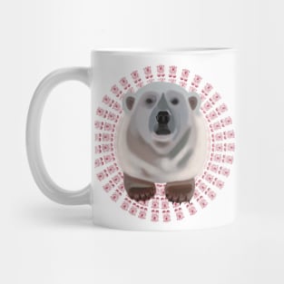 Polar Bear on circular pinky red bear pattern Mug